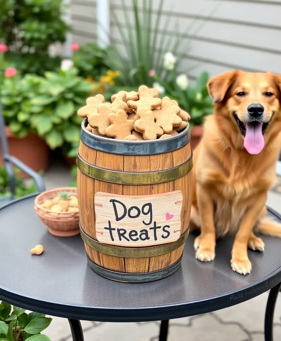 12 Creative Dog Treats Container Ideas That Will Transform Your Dog’s Snack Time! - 12. Rustic Barrel Container