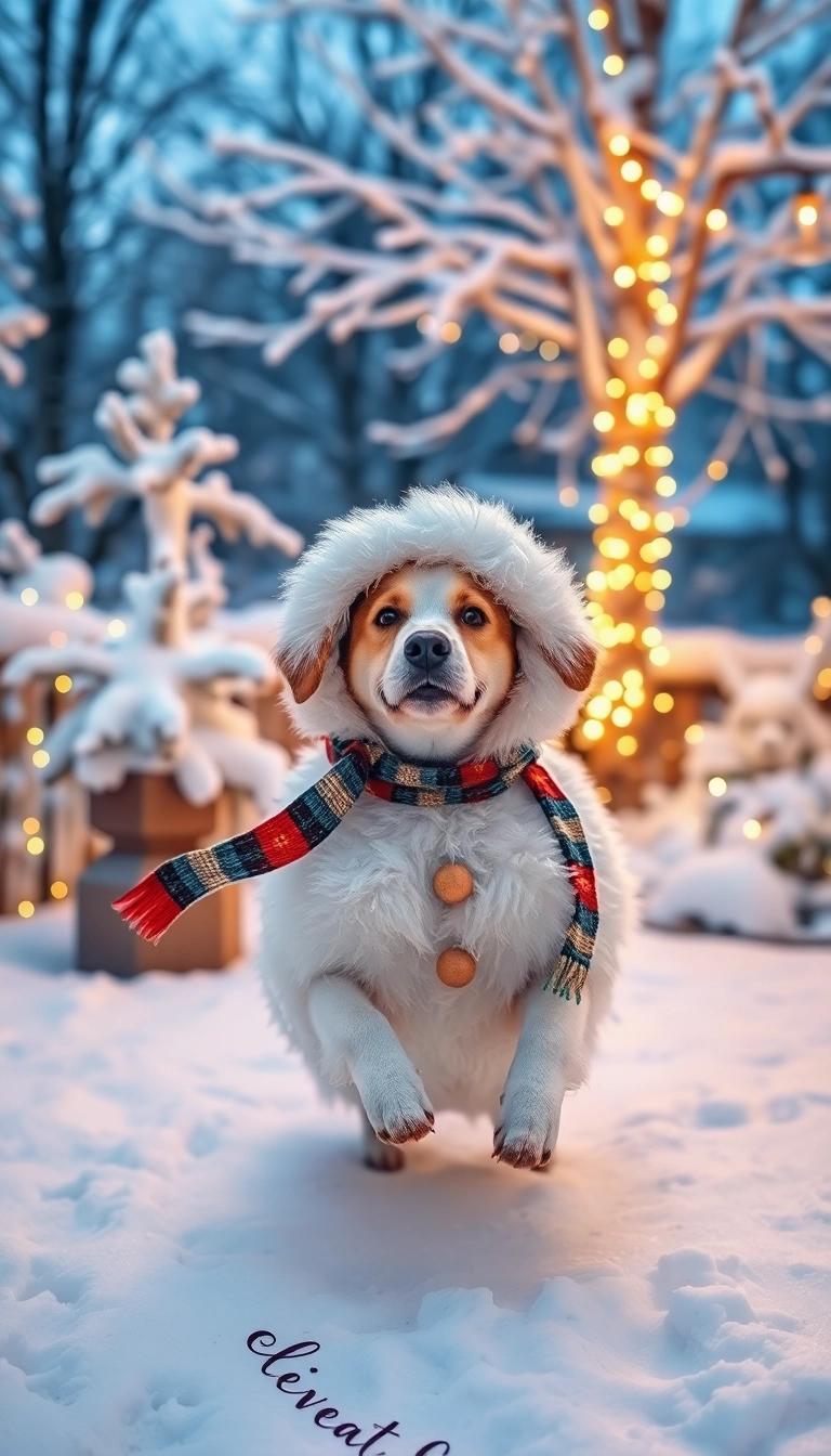 16 Cute Handmade Dog Costumes for Christmas (Your Pup Will Be Adorable!) - 9. Winter Wonderland Snowman