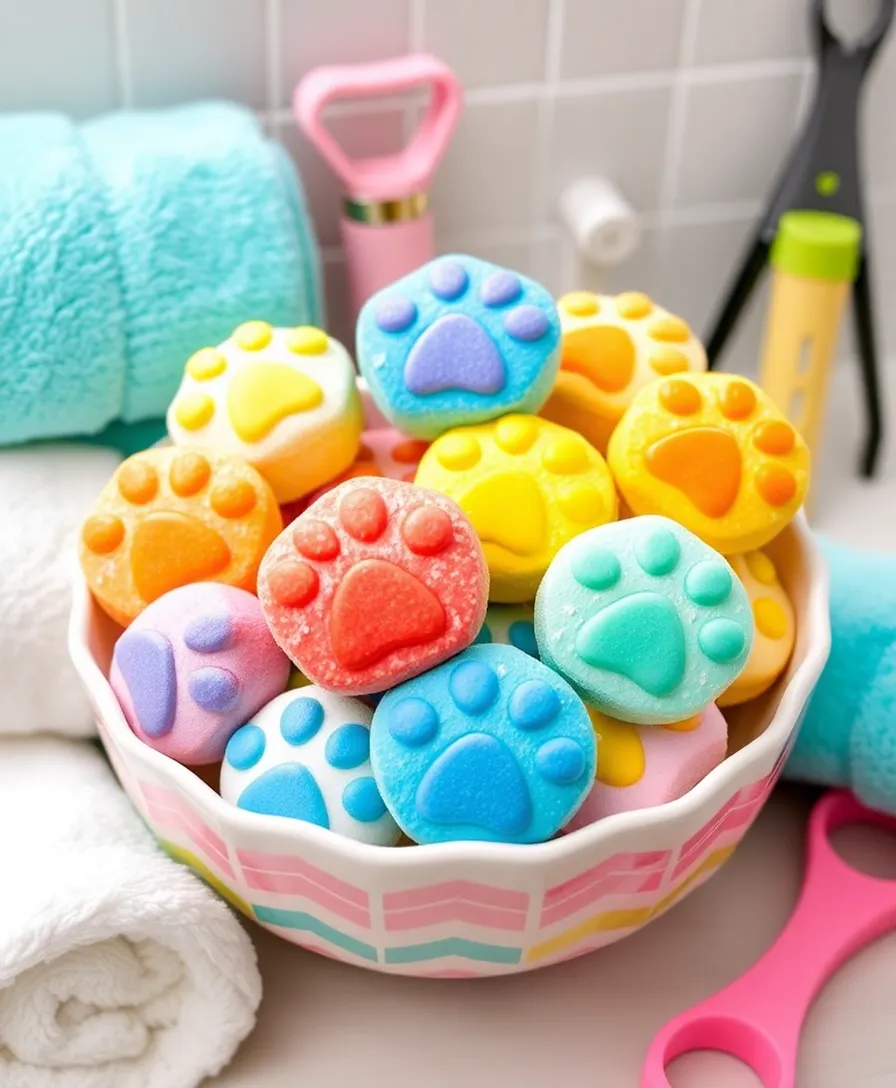 15 Creative DIY Valentine Day Gifts for Pets That Are Pawsitively Perfect! - 12. Paw Print Bath Bombs