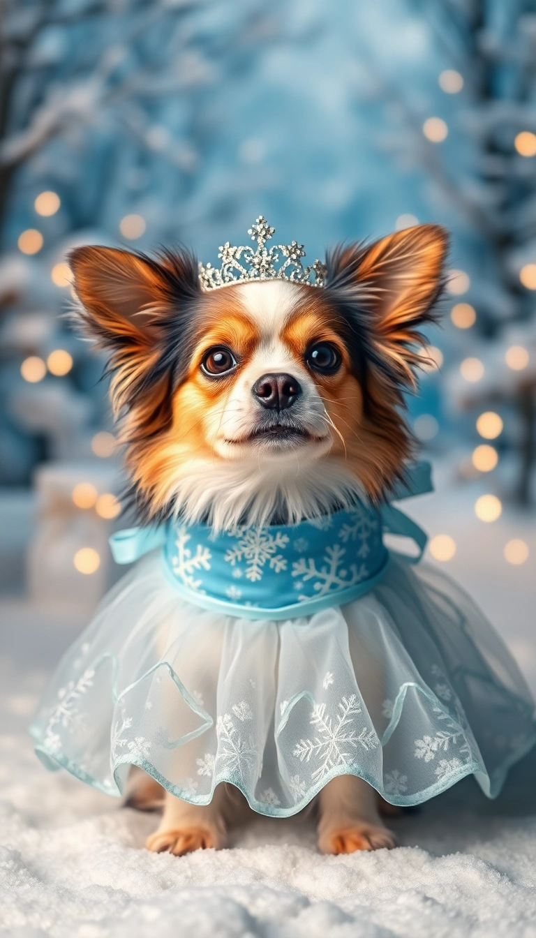 16 Cute Handmade Dog Costumes for Christmas (Your Pup Will Be Adorable!) - 2. Elegant Snowflake Princess