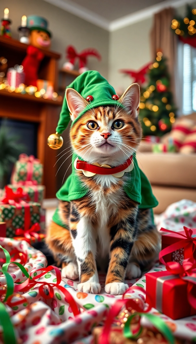 15 Adorable Christmas Cat Costumes That Will Steal Everyone's Heart (You Won't Believe #7!) - 5. Christmas Elf