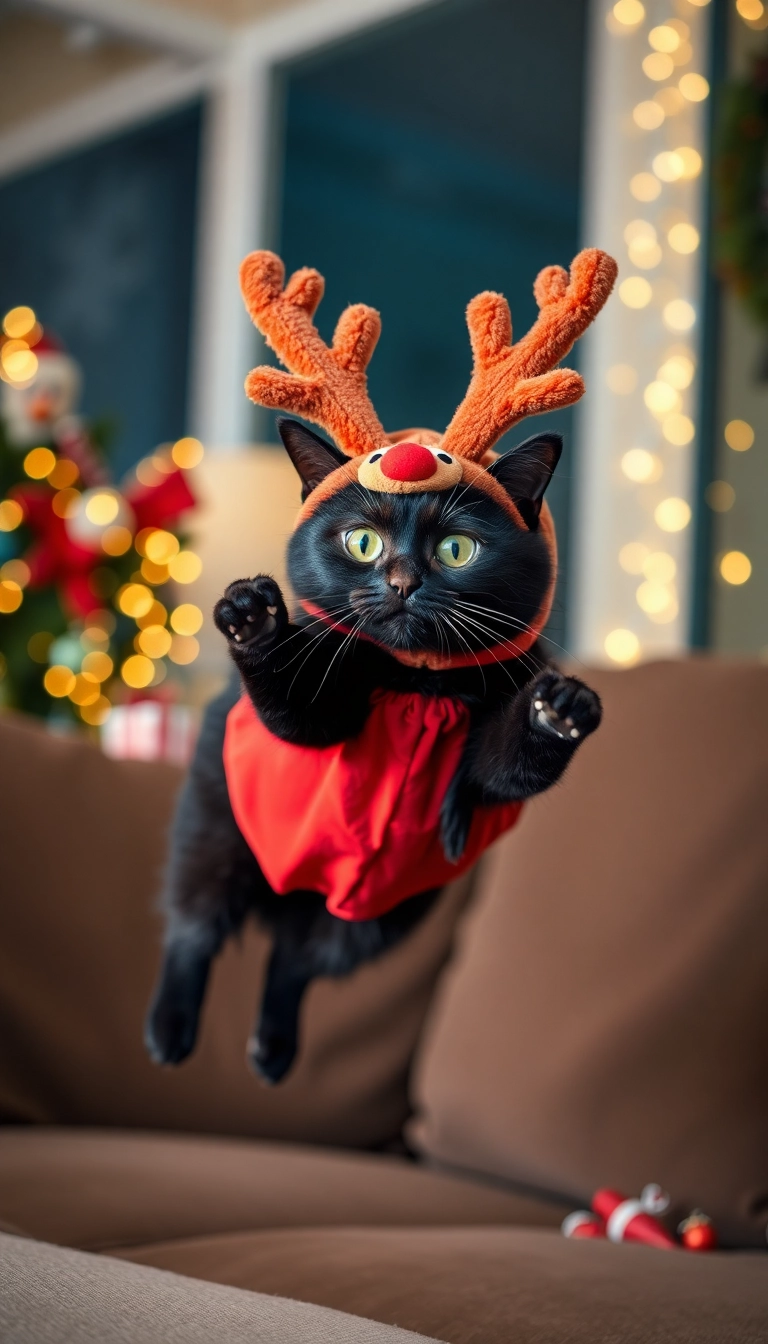 15 Adorable Christmas Cat Costumes That Will Steal Everyone's Heart (You Won't Believe #7!) - 3. Reindeer Games