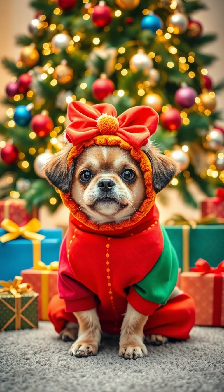 16 Cute Handmade Dog Costumes for Christmas (Your Pup Will Be Adorable!) - 10. Charming Christmas Present