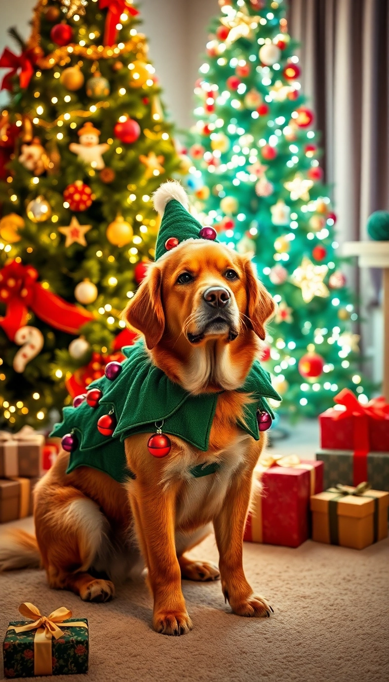 16 Cute Handmade Dog Costumes for Christmas (Your Pup Will Be Adorable!) - 11. Merry Little Christmas Tree