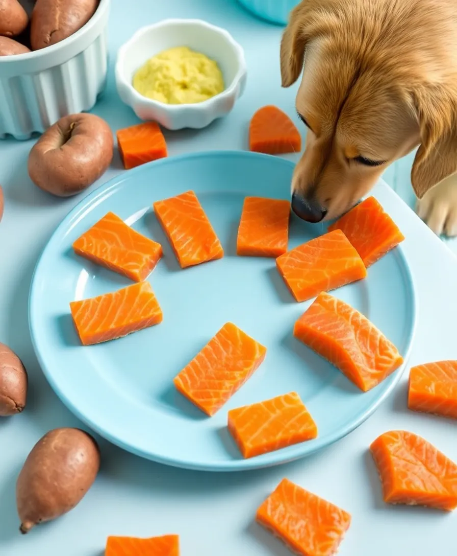 15 Healthy Homemade Dog Treats for Sensitive Stomachs (Your Dog Deserves #7!) - 9. Fish & Sweet Potato Treats