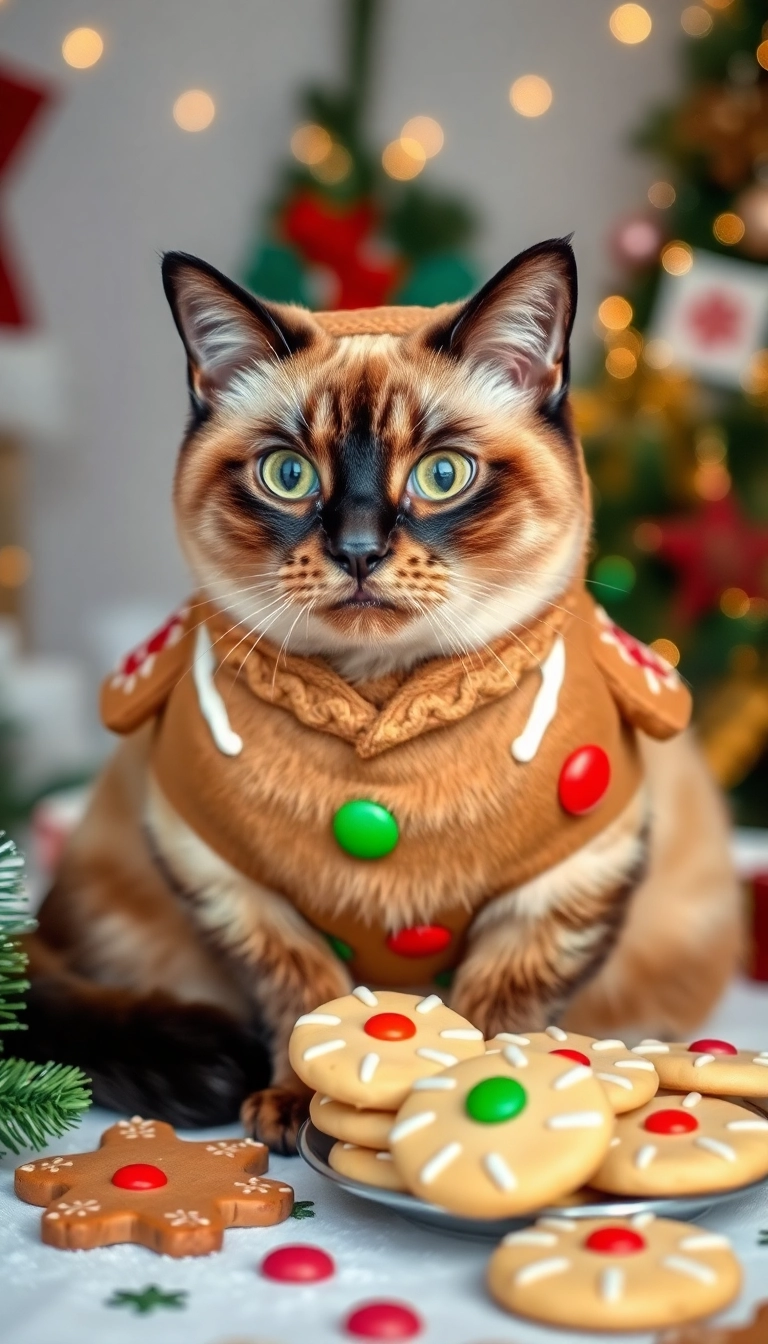 15 Adorable Christmas Cat Costumes That Will Steal Everyone's Heart (You Won't Believe #7!) - 6. Gingerbread Sweetie