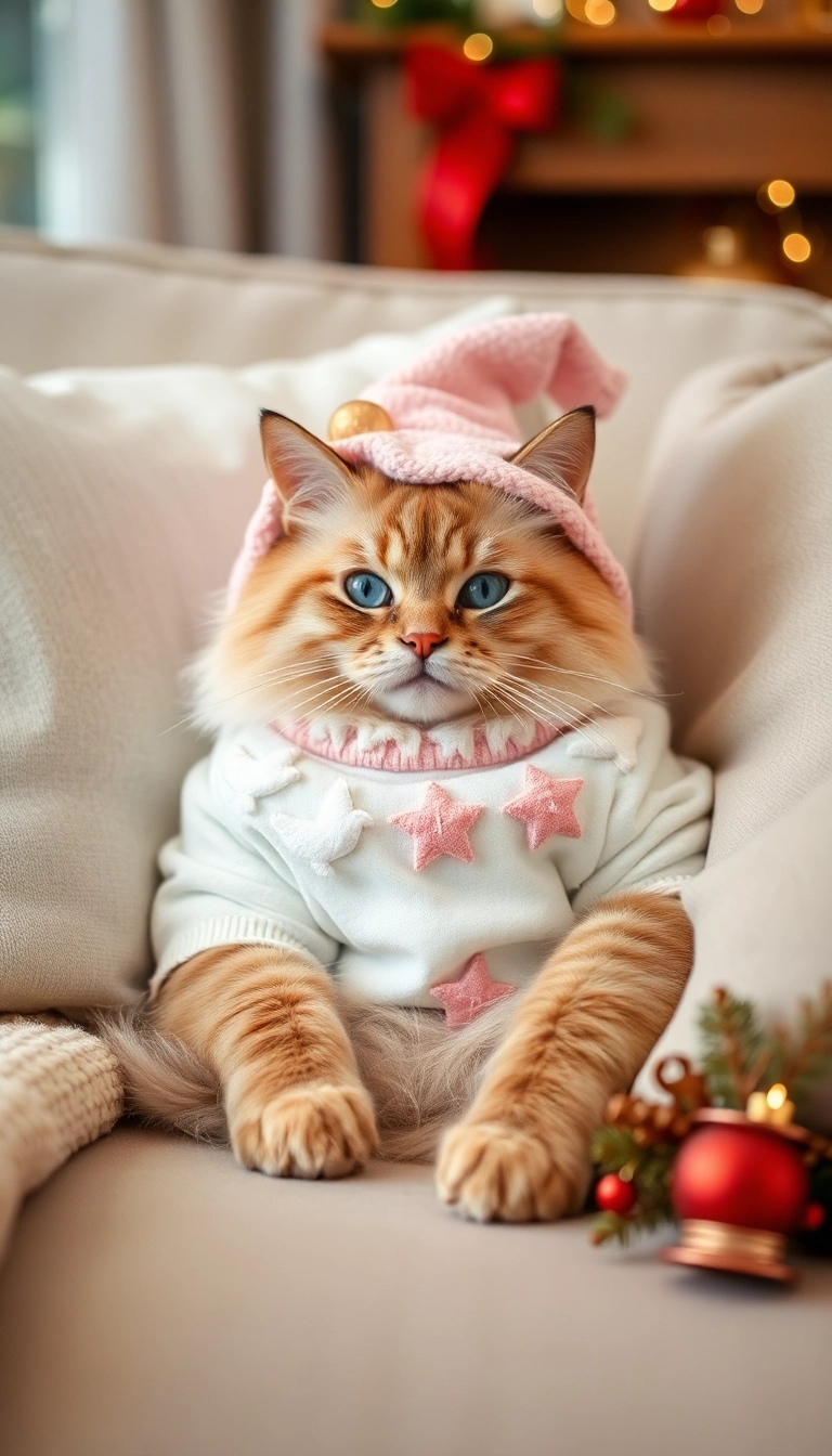 15 Adorable Christmas Cat Costumes That Will Steal Everyone's Heart (You Won't Believe #7!) - 15. Peaceful Christmas Spirit