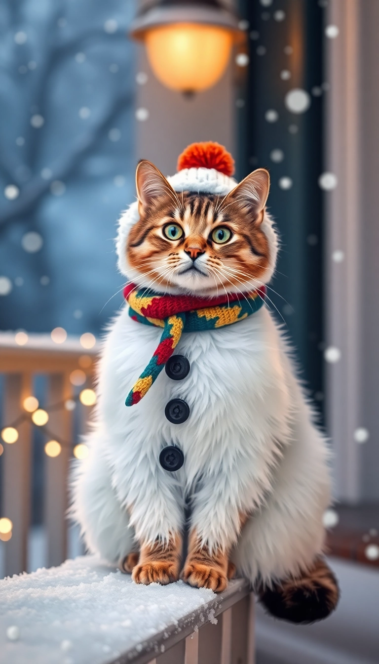 15 Adorable Christmas Cat Costumes That Will Steal Everyone's Heart (You Won't Believe #7!) - 4. Snowman Cutie