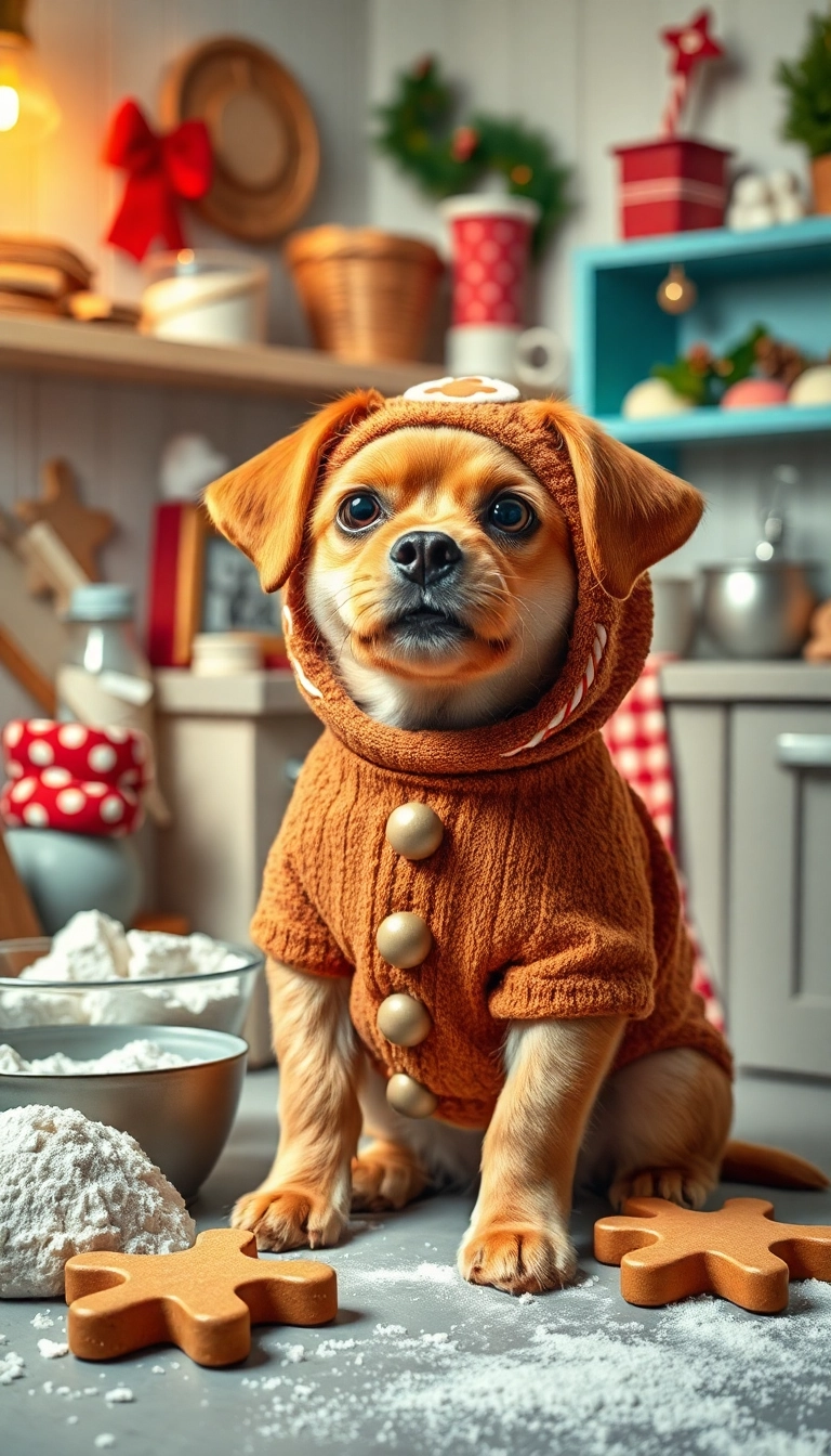 16 Cute Handmade Dog Costumes for Christmas (Your Pup Will Be Adorable!) - 5. Classic Gingerbread Man