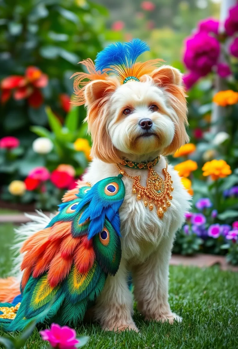 25 Trendy Halloween Pet Costume Ideas That Will Make Heads Turn! - 14. Fancy Peacock