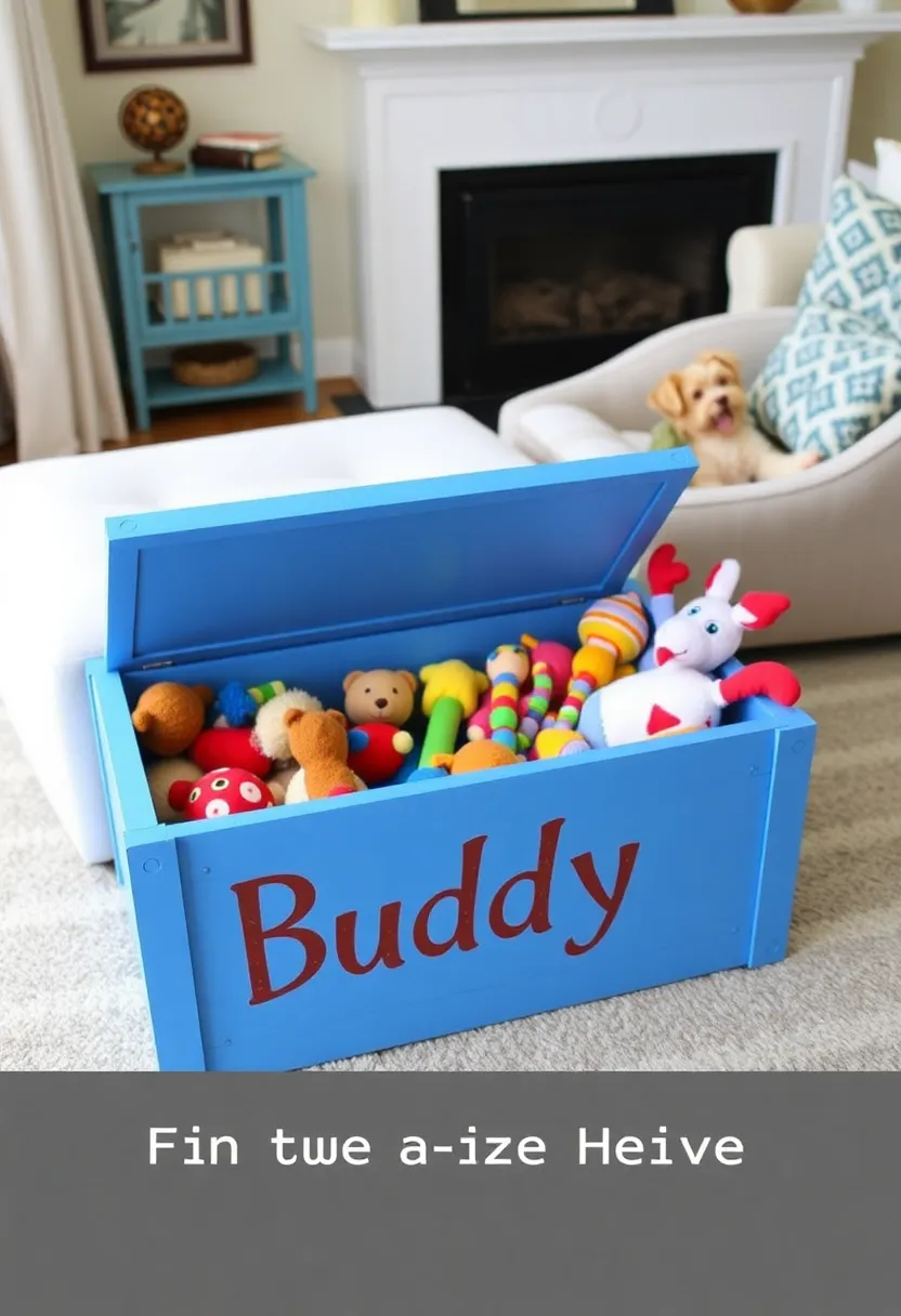 13 Incredible DIY Pet Projects for Toy Boxes (Your Dog Will Love #7!) - 4. Personalized Toy Box with Nameplate