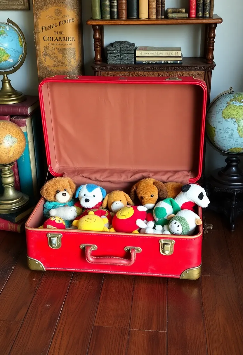 13 Incredible DIY Pet Projects for Toy Boxes (Your Dog Will Love #7!) - 6. Repurposed Suitcase Toy Box