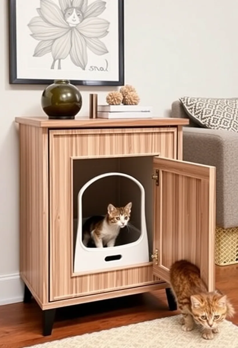 20 Ingenious Homemade Cat Furniture Ideas That Will Have Your Feline Friends Purring in Delight! - 16. Cat Litter Box Cabinet