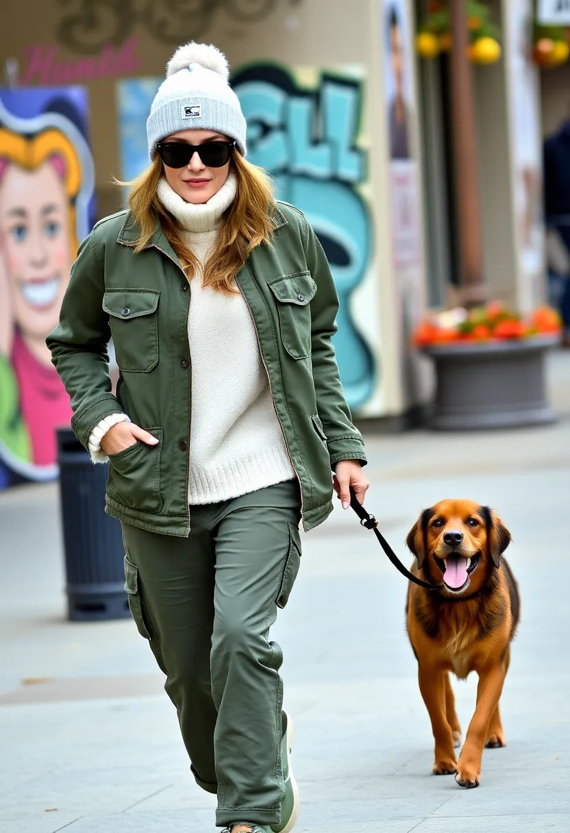 12 Functional Fall Outfits for Dog Walking That Keep You Warm and Stylish! - 2. Chic Utility: Cargo Jacket & Fleece-lined Trousers