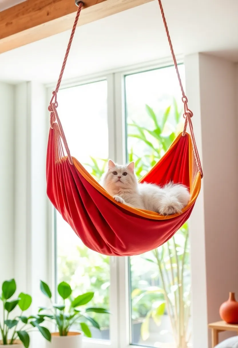 20 Ingenious Homemade Cat Furniture Ideas That Will Have Your Feline Friends Purring in Delight! - 3. Hanging Cat Hammock