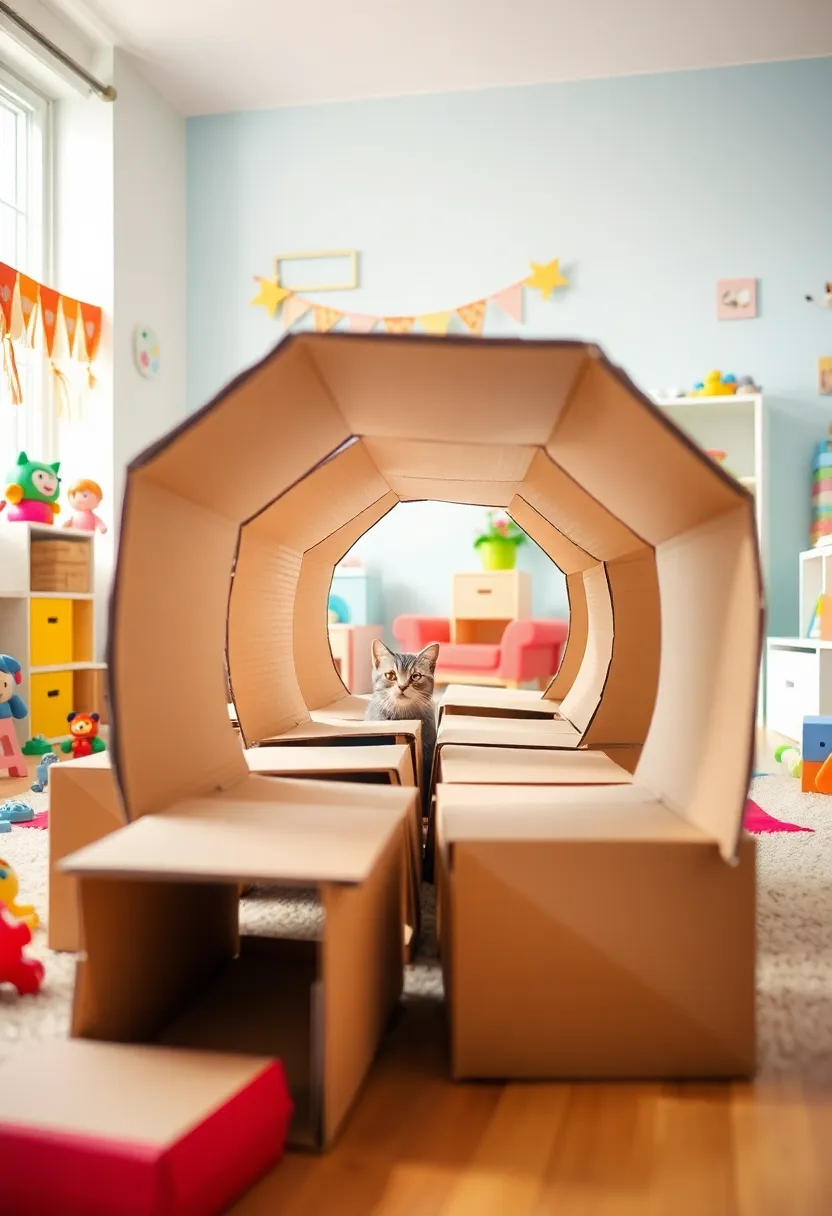 20 Ingenious Homemade Cat Furniture Ideas That Will Have Your Feline Friends Purring in Delight! - 10. Cat Tunnel from Cardboard Boxes