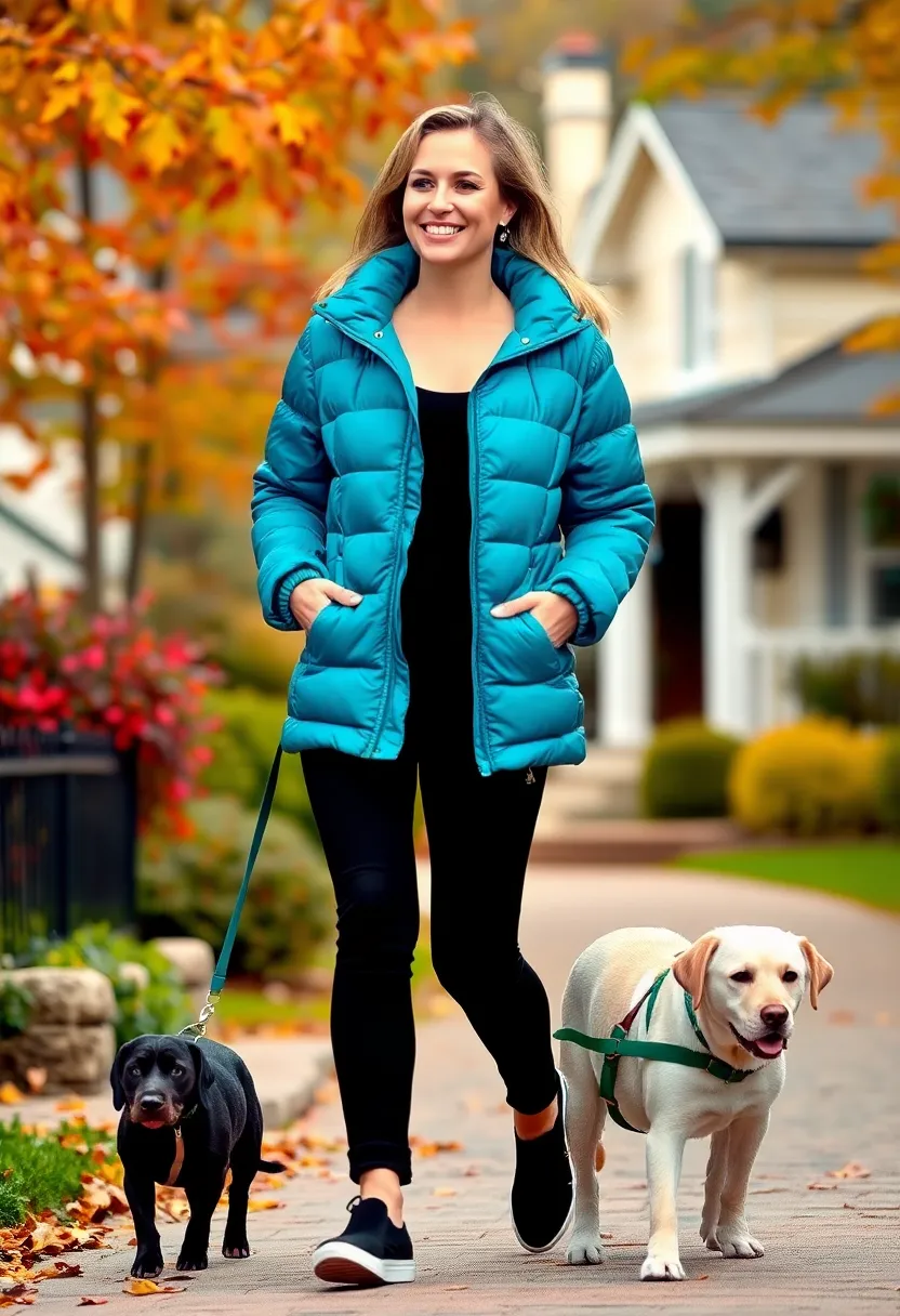 12 Functional Fall Outfits for Dog Walking That Keep You Warm and Stylish! - 6. Puffer Perfection: Insulated Jacket & High-Waisted Pants