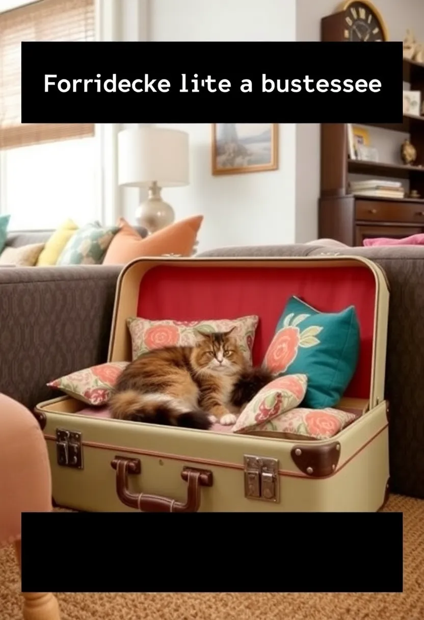 20 Ingenious Homemade Cat Furniture Ideas That Will Have Your Feline Friends Purring in Delight! - 7. Upcycled Suitcase Cat Bed