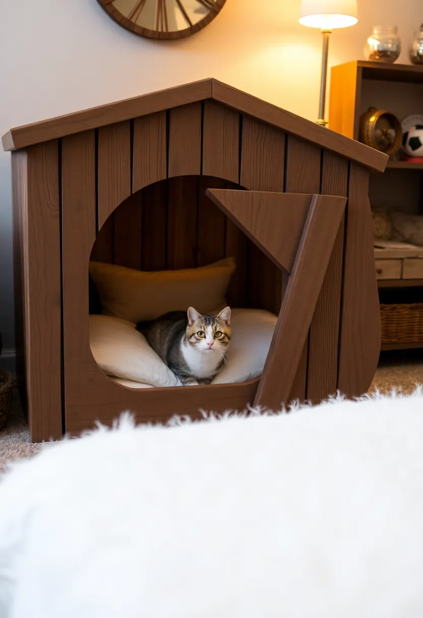 20 Ingenious Homemade Cat Furniture Ideas That Will Have Your Feline Friends Purring in Delight! - 18. Cat Barn Door Bed