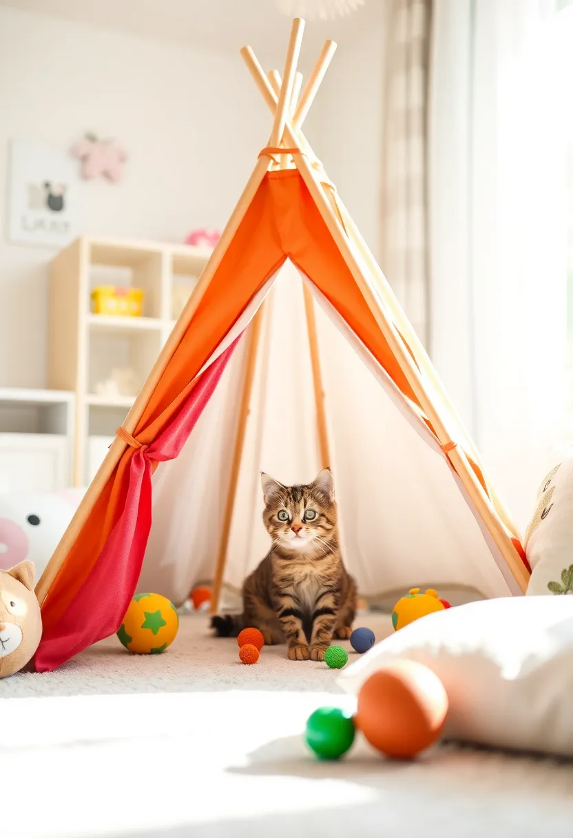 20 Ingenious Homemade Cat Furniture Ideas That Will Have Your Feline Friends Purring in Delight! - 19. Cat Teepee Tent