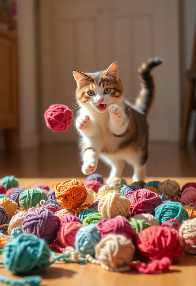 12 Creative Cat Toy Crafts That Will Keep Your Kitty Entertained for Hours! - 4. Yarn Ball Cat Toys
