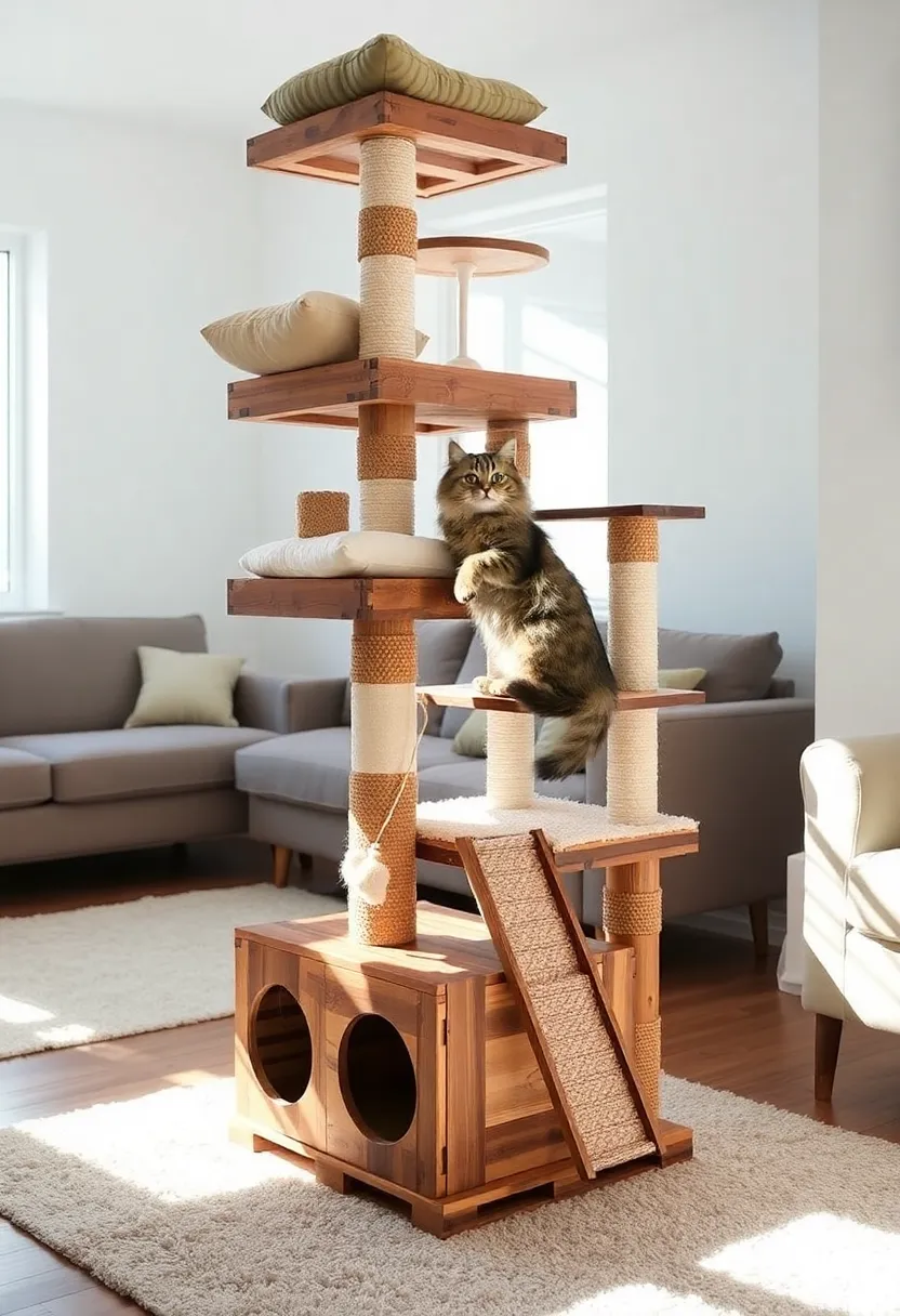 20 Ingenious Homemade Cat Furniture Ideas That Will Have Your Feline Friends Purring in Delight! - 2. Stylish Pallet Cat Tree
